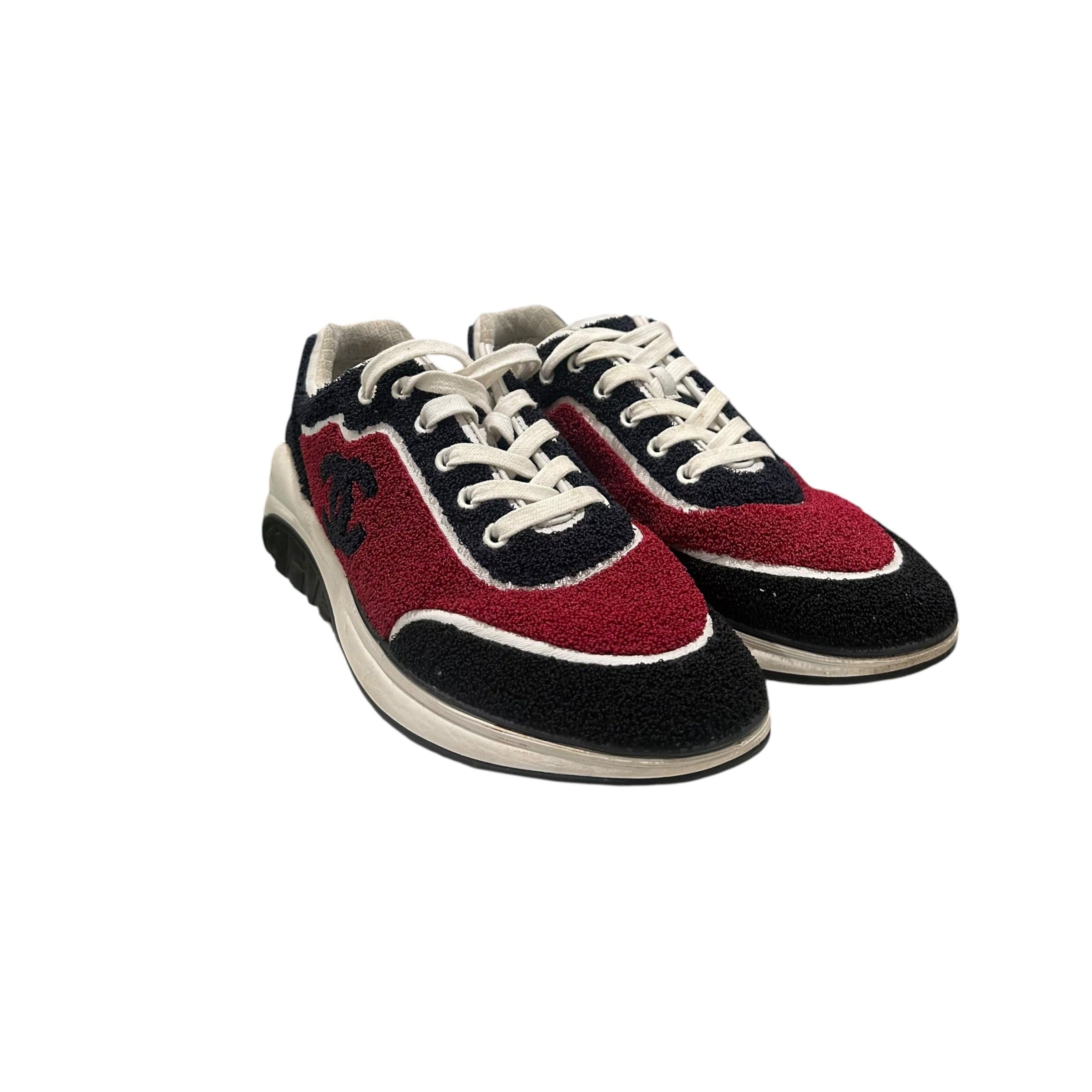 Chanel CC Logo Terry Cloth Sneakers (No Box)