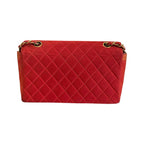 Chanel Classic Flap Medium Vintage Red Nylon Satin Bag