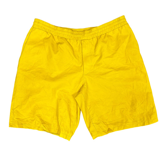 Yellow Prada Leather Shorts