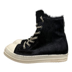 Rick Owens Black Pony Hair Ramone High Sneakers