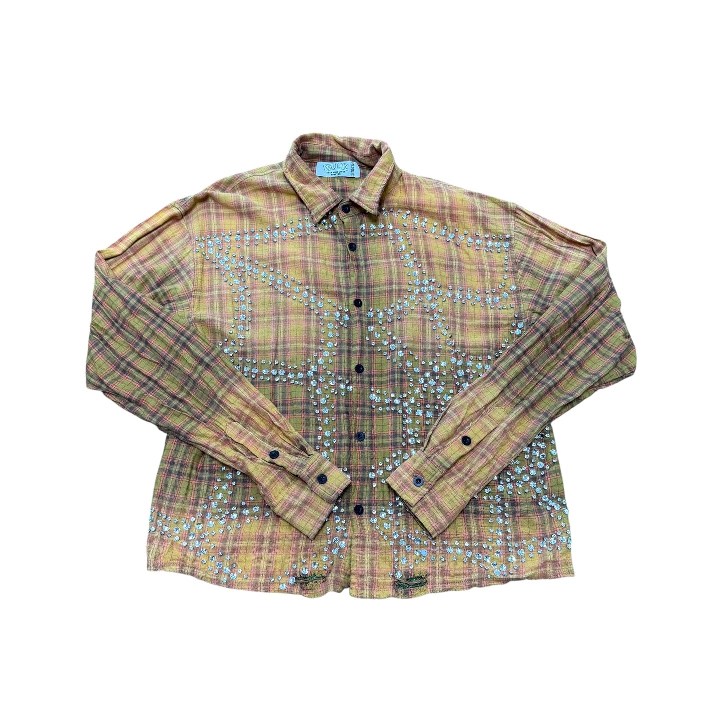 Vale Lives Orange Rhinestone Flannel