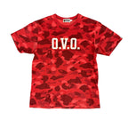 Bape X OVO Camo Tee Red