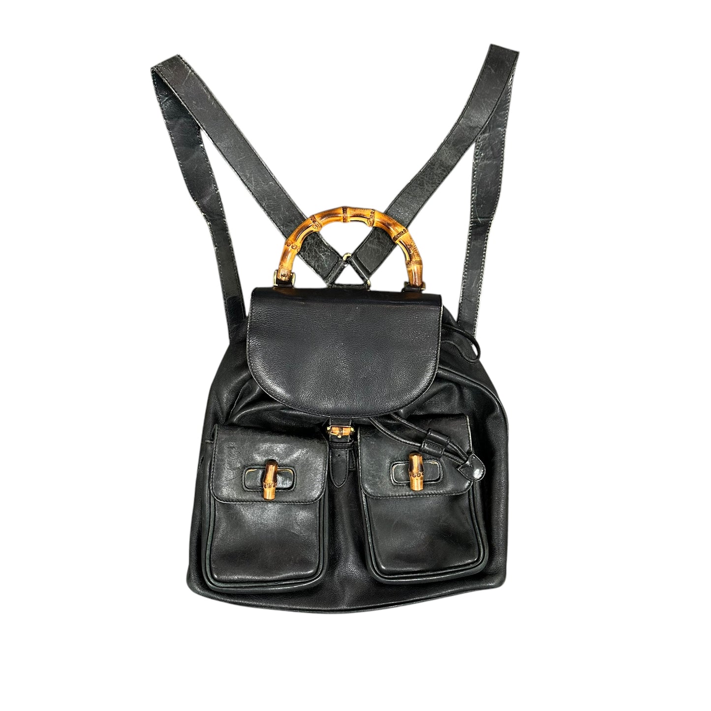 Gucci Black Leather Book Bag