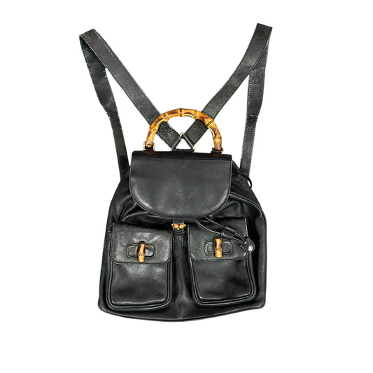 Gucci Black Leather Book Bag