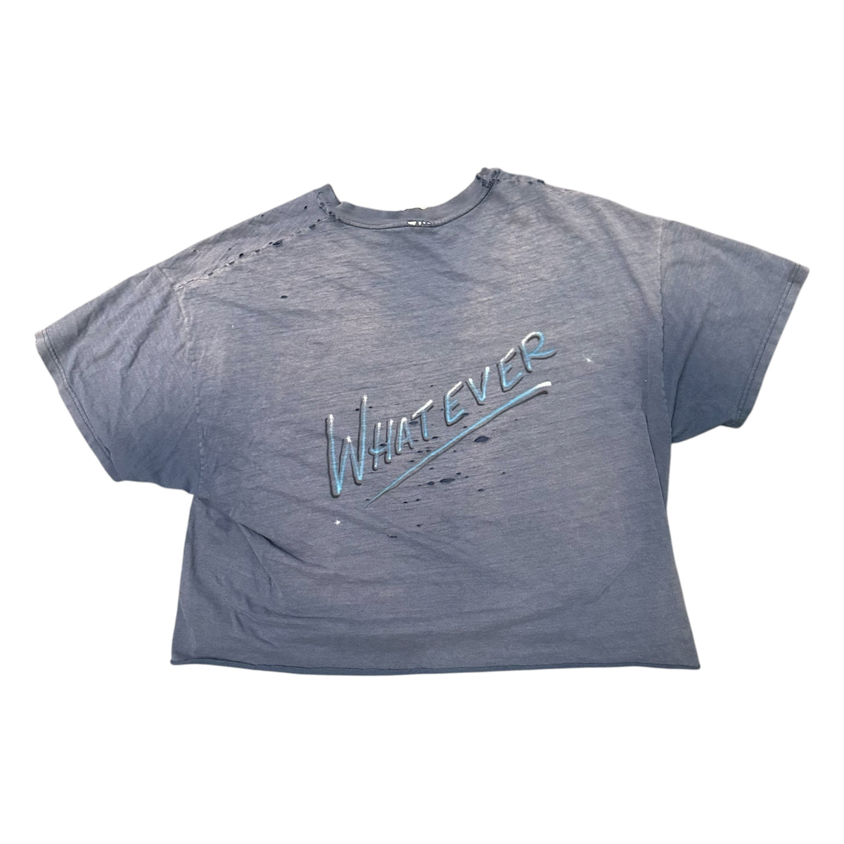 Vintage Cropped Distressed "Whatever" Tee