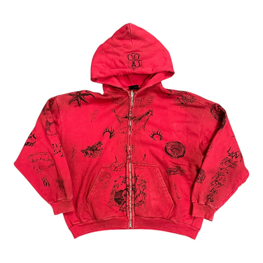 Balenciaga Tattoo Red ZipUp