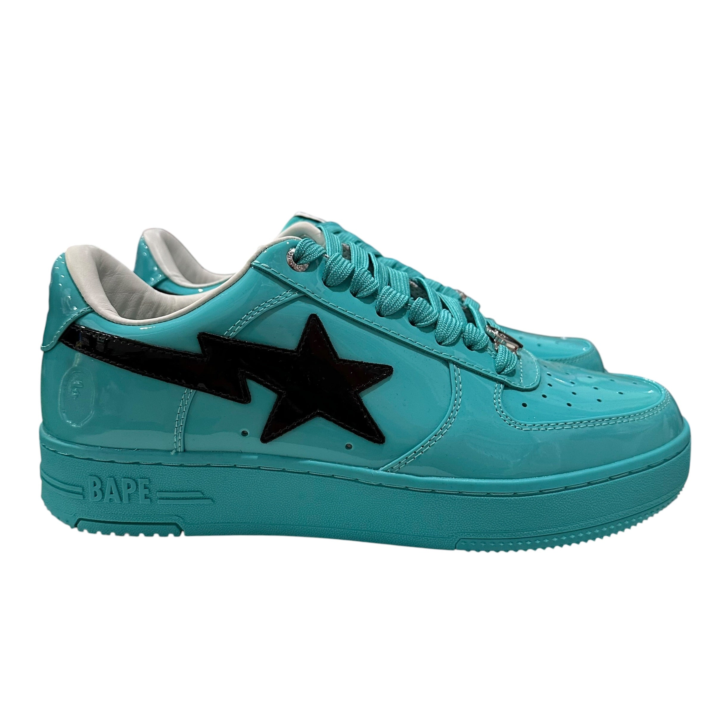 NEW Bape Sta Teal Patent Leather Sneakers