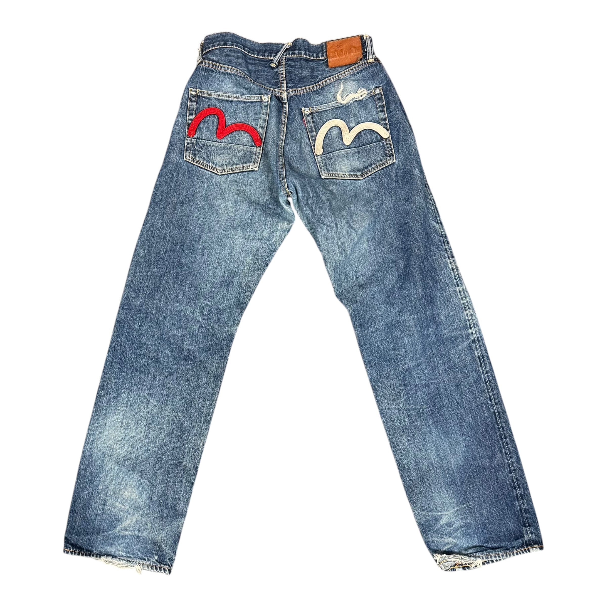 Evisu Blue/Red/Wht Embroidered Logo Jeans