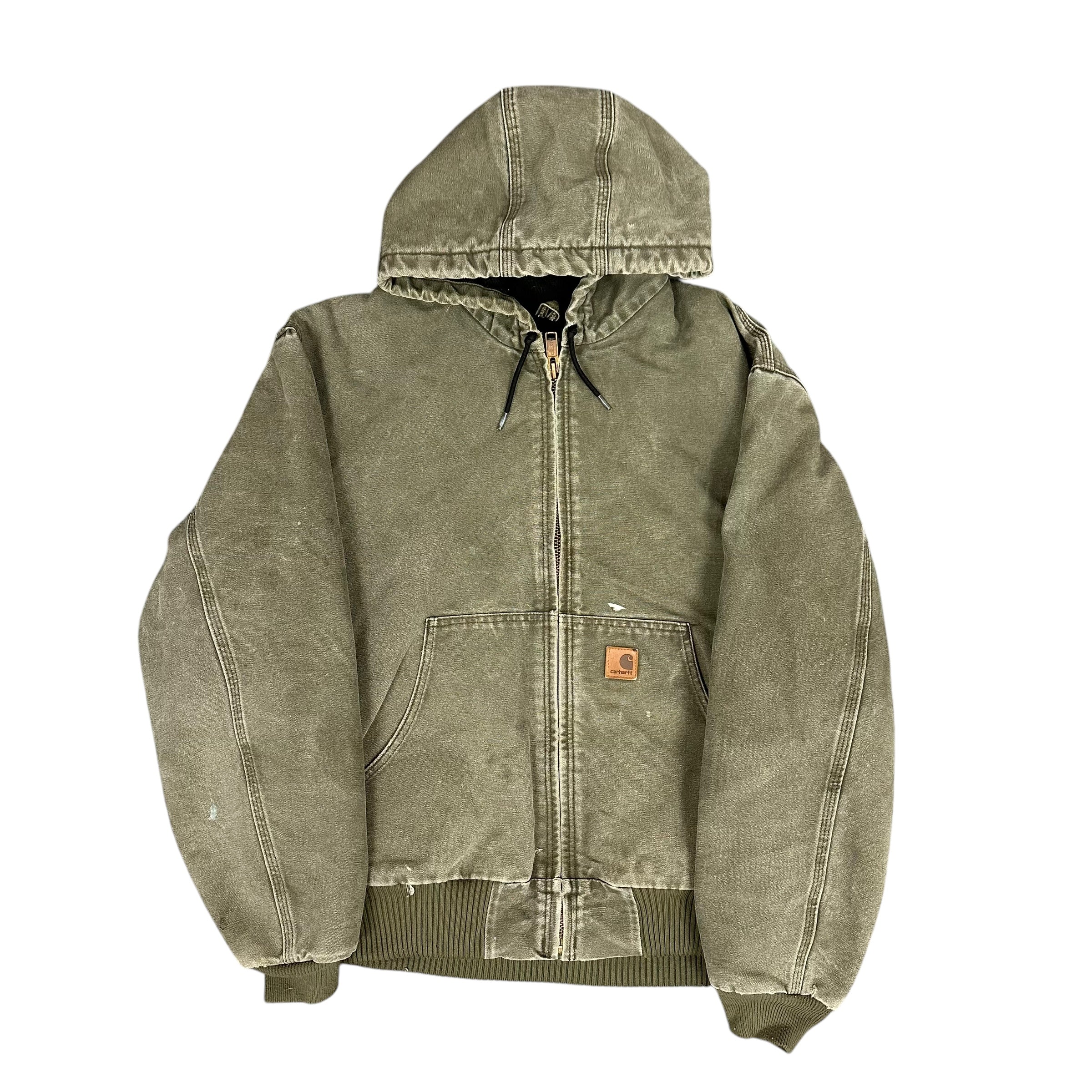 Vintage Carhartt Faded Green Hooded Jacket