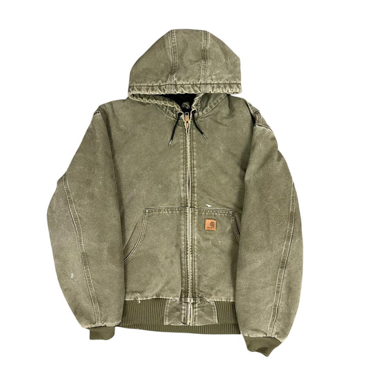 Vintage Carhartt Faded Green Hooded Jacket