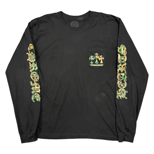 Black Chrome Heart Camo Print L/S