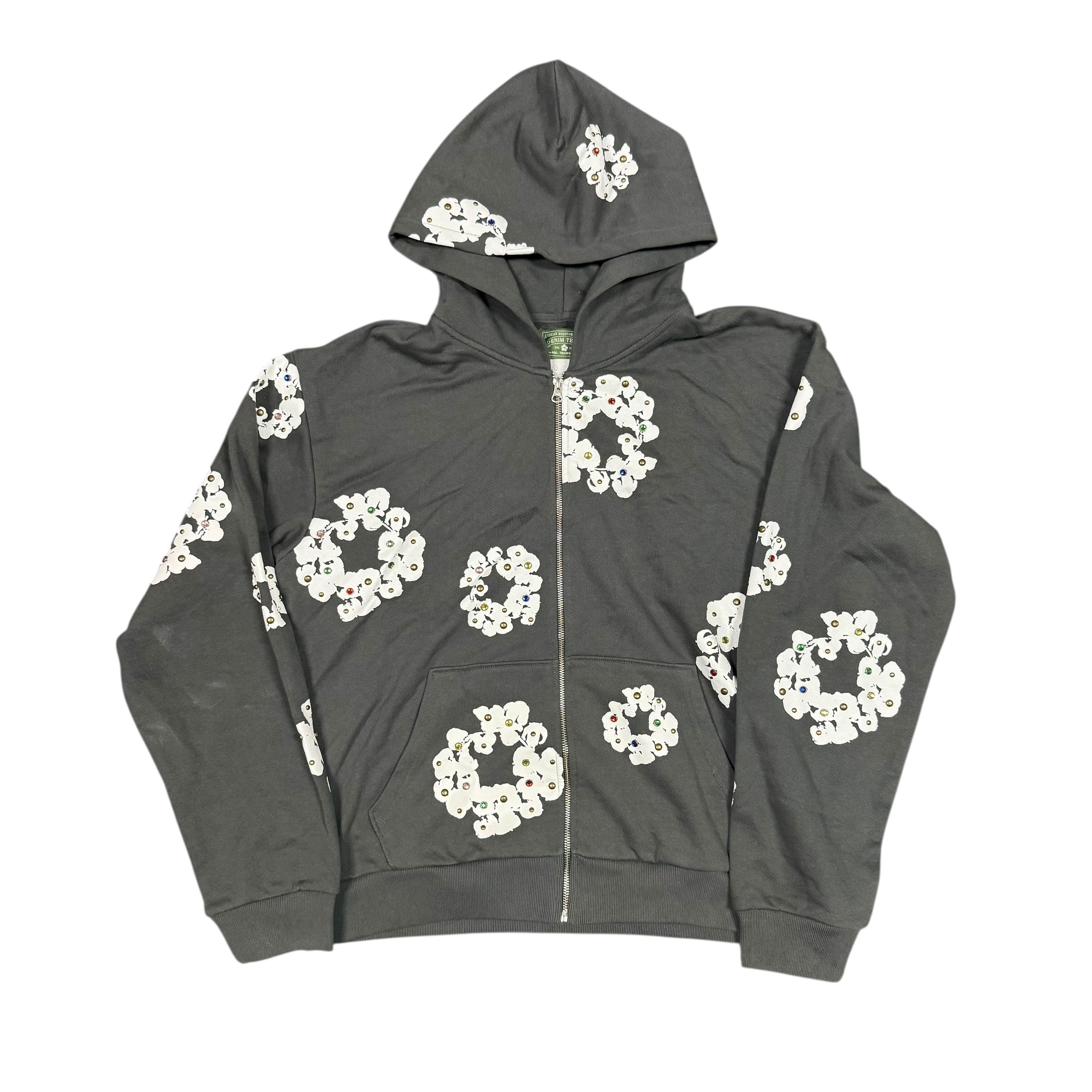Denim Tears Rhinestone Wreath Zip Hoodie