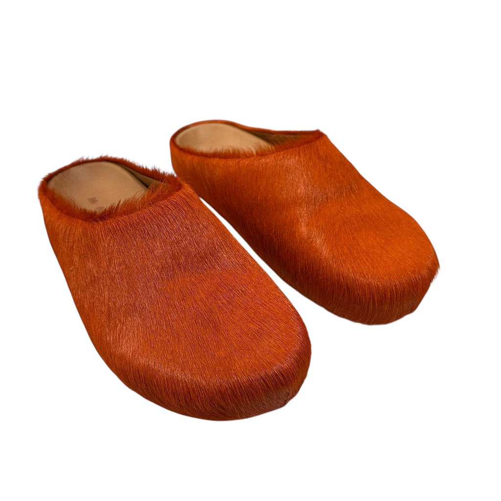 NEW Marni Orange Fur Mules