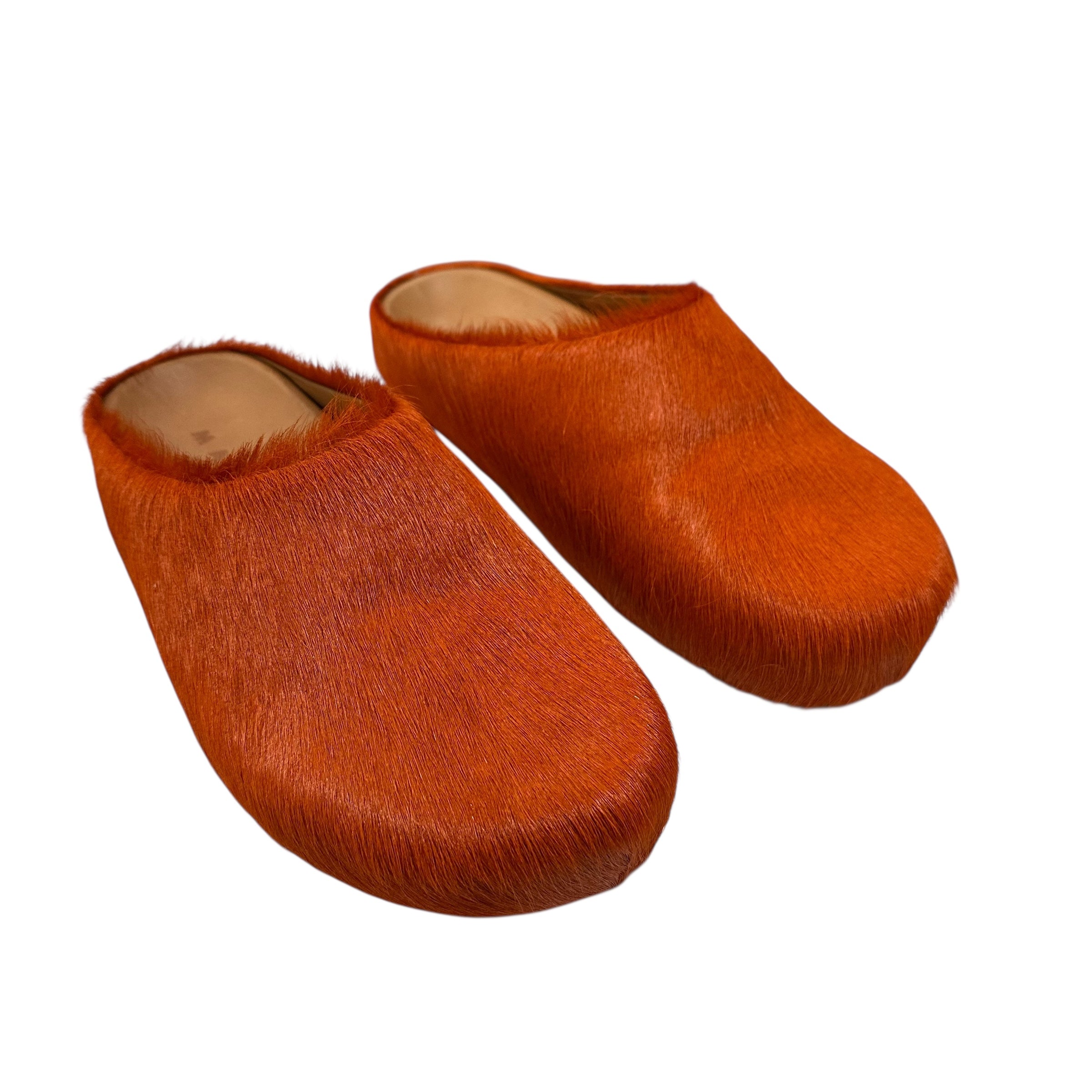 NEW Marni Orange Fur Mules