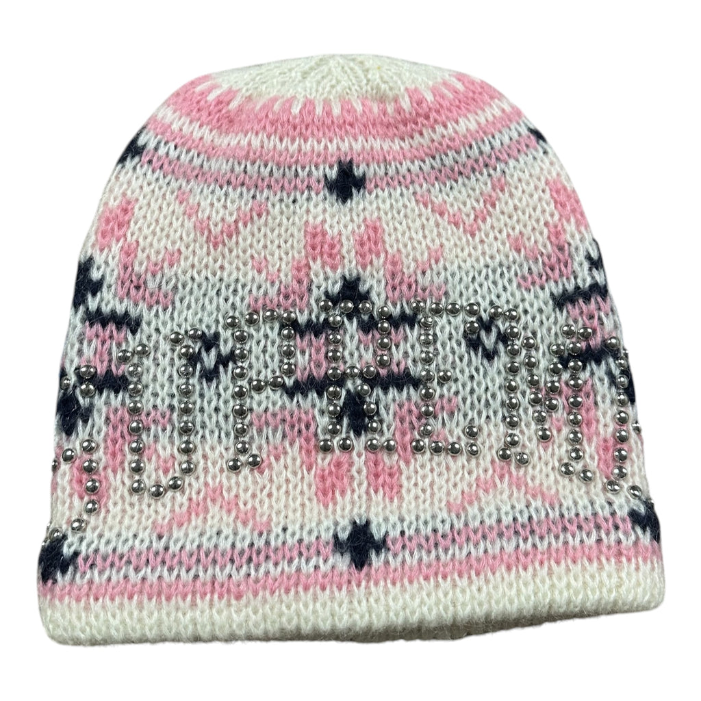 BRAND NEW Supreme Studded Fair Isle Beanie “Pink/White”