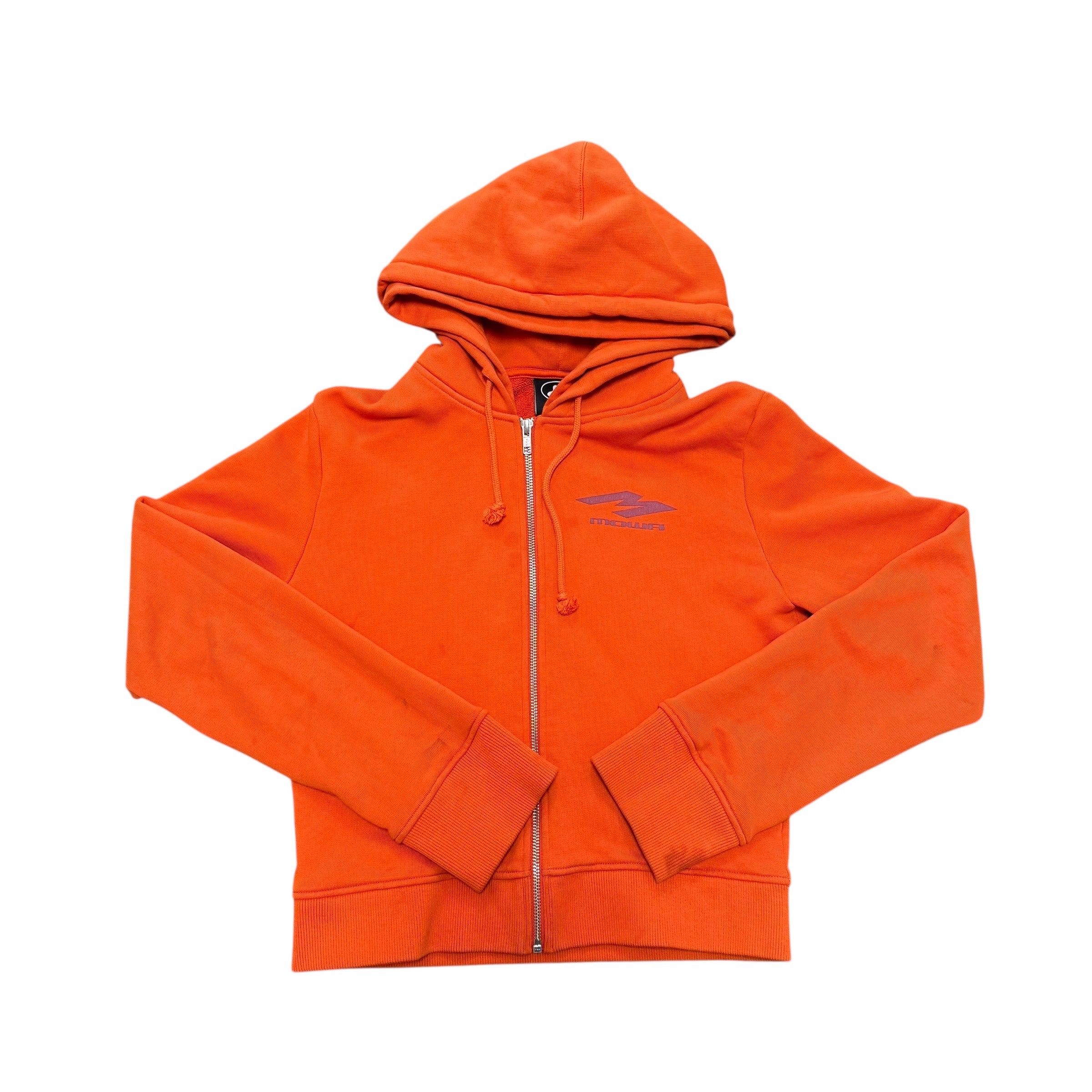 Mowalola Orange Double Hood Crop Hoodie
