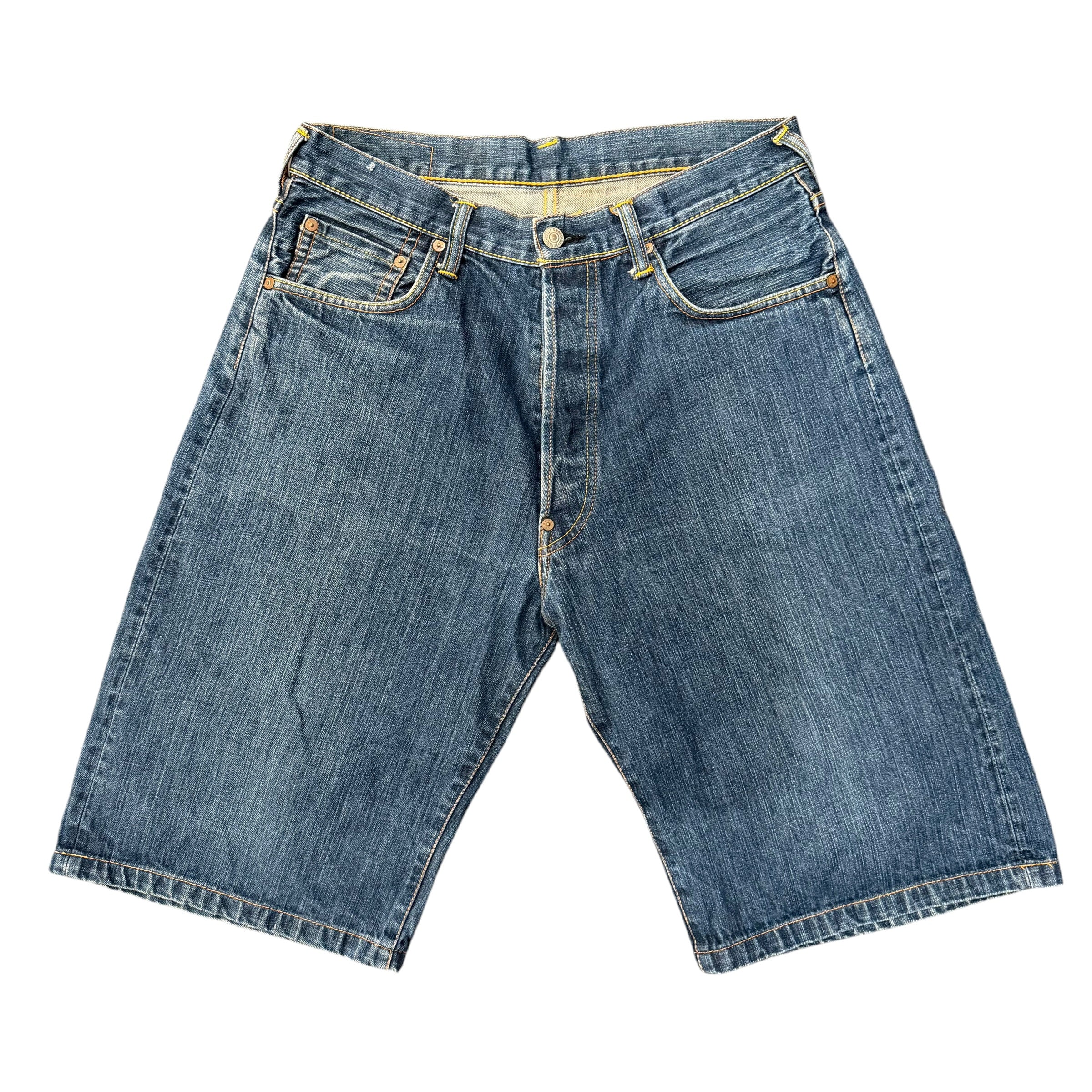 Evisu Blue/Yellow Denim Shorts (34)
