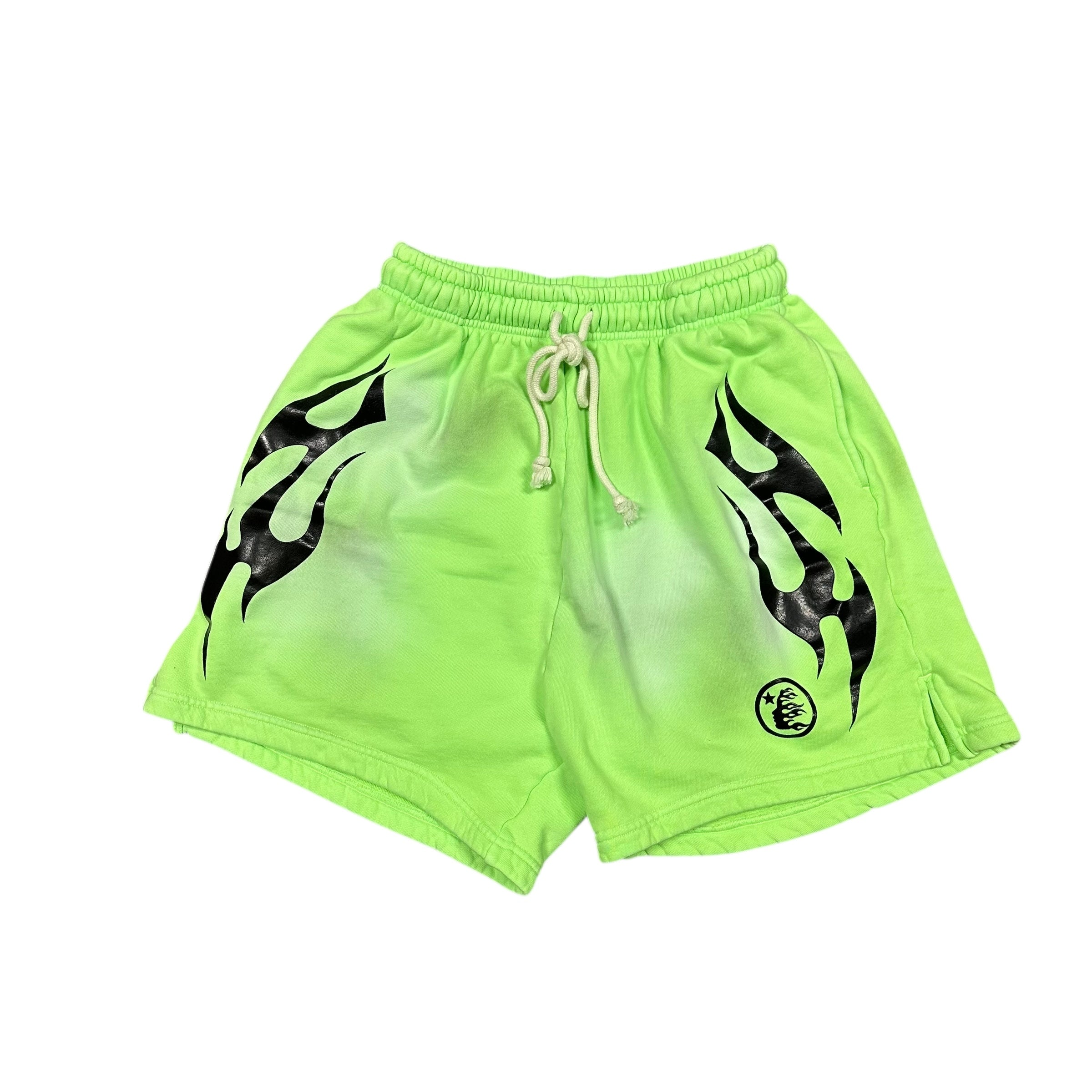 Hellstar Flame Shorts Lime Green