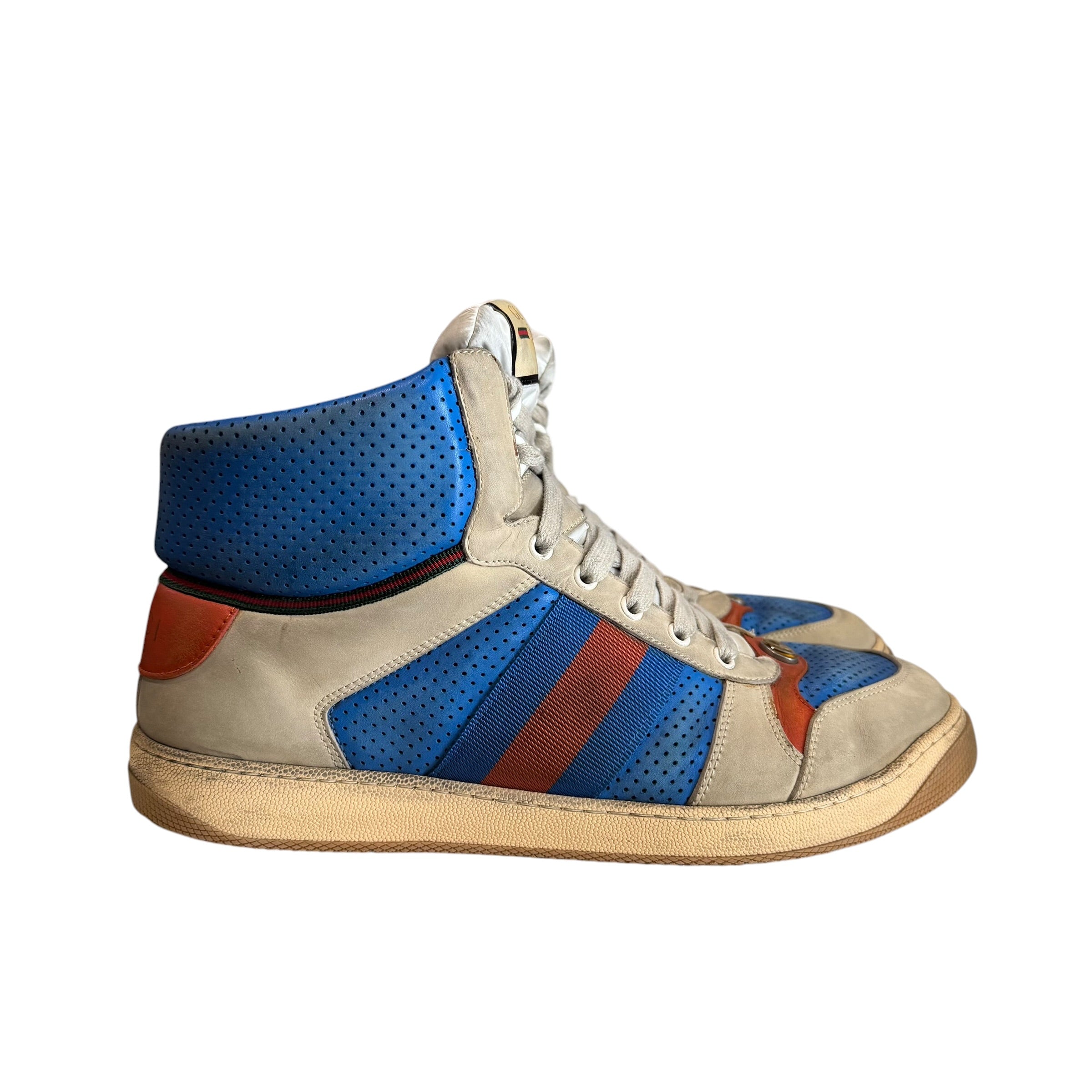 Gucci Screener Blue/Tan/Orange High Sneakers (No Box)