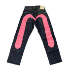 Vintage Evisu Dark Blue/Pink Double Knee