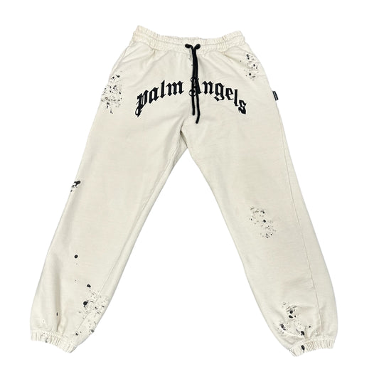 Palm Angels Cream Distressed Sweatpants