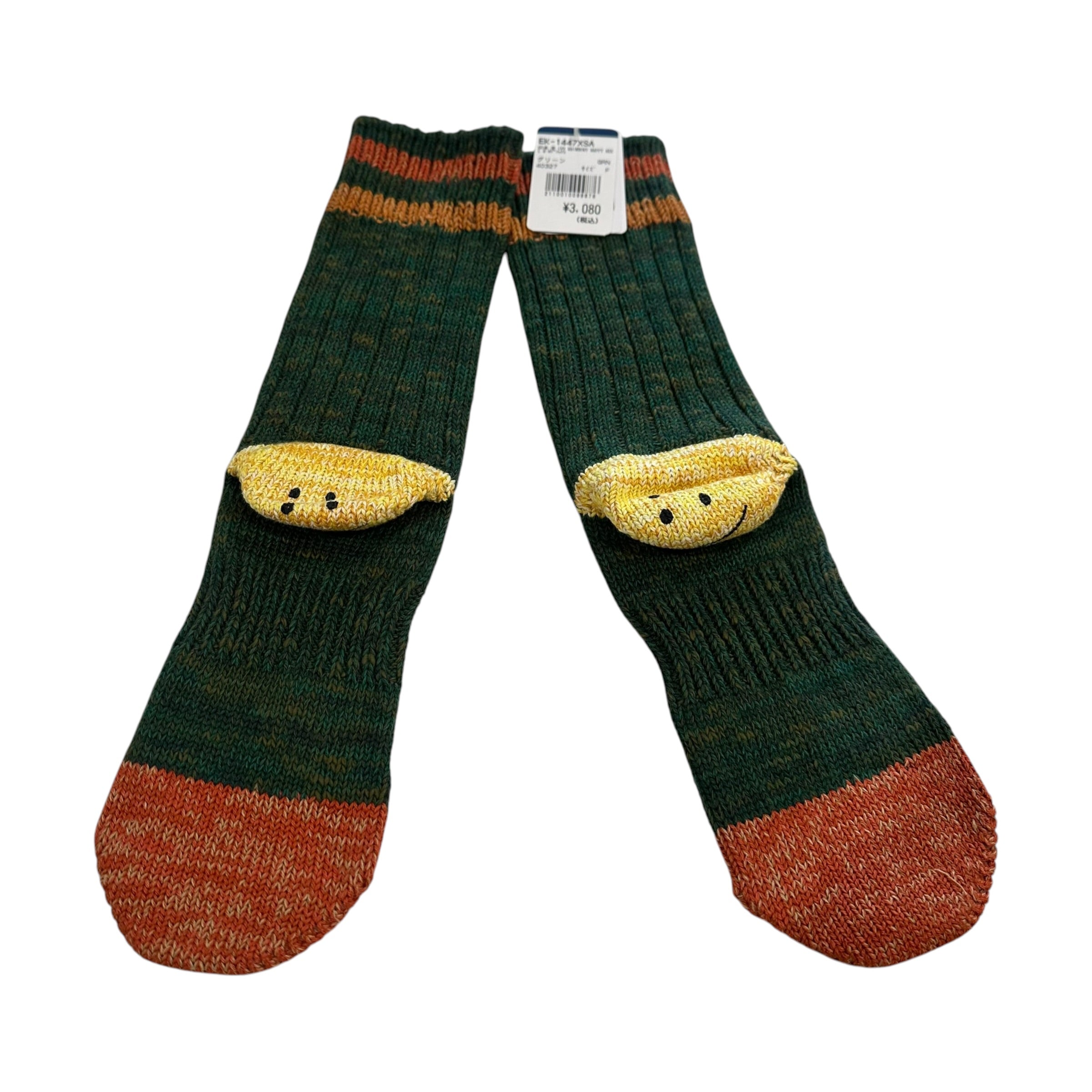 New Kapital 56 Yarns Smiley Socks Green/Orange