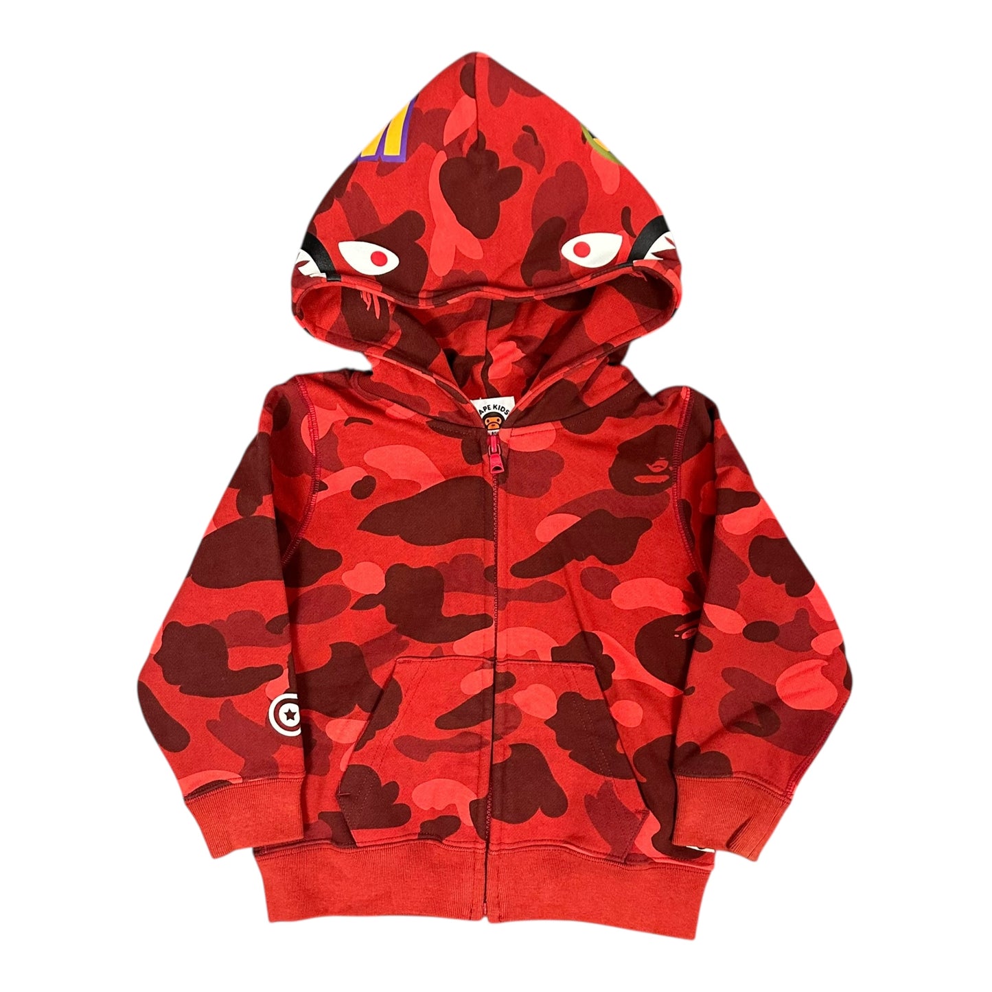 A Bathing Ape Baby Red Shark Camo Hoodie