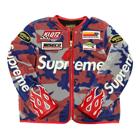 Red/Blue Supreme x Vanson Moto Jacket