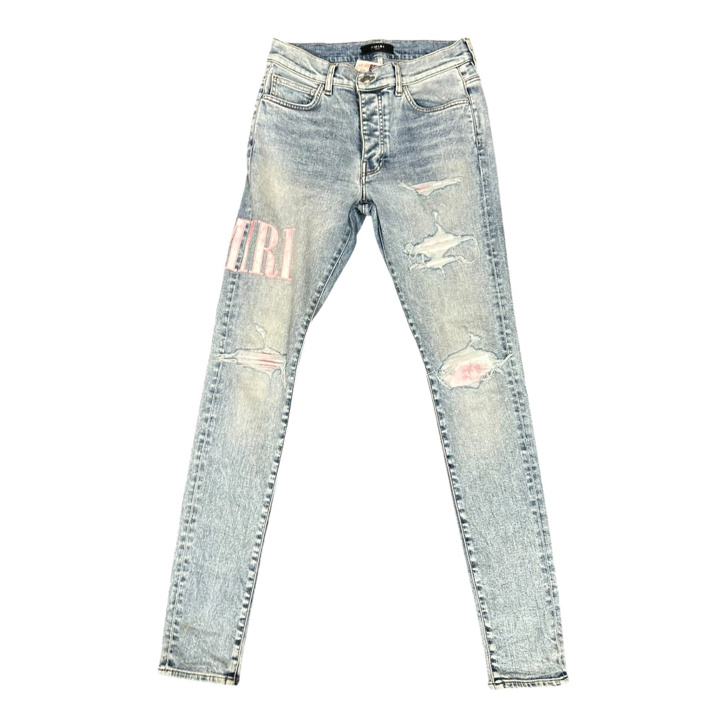 Amiri Lightwash Pink Logo Jeans