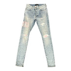 Amiri Lightwash Pink Logo Jeans