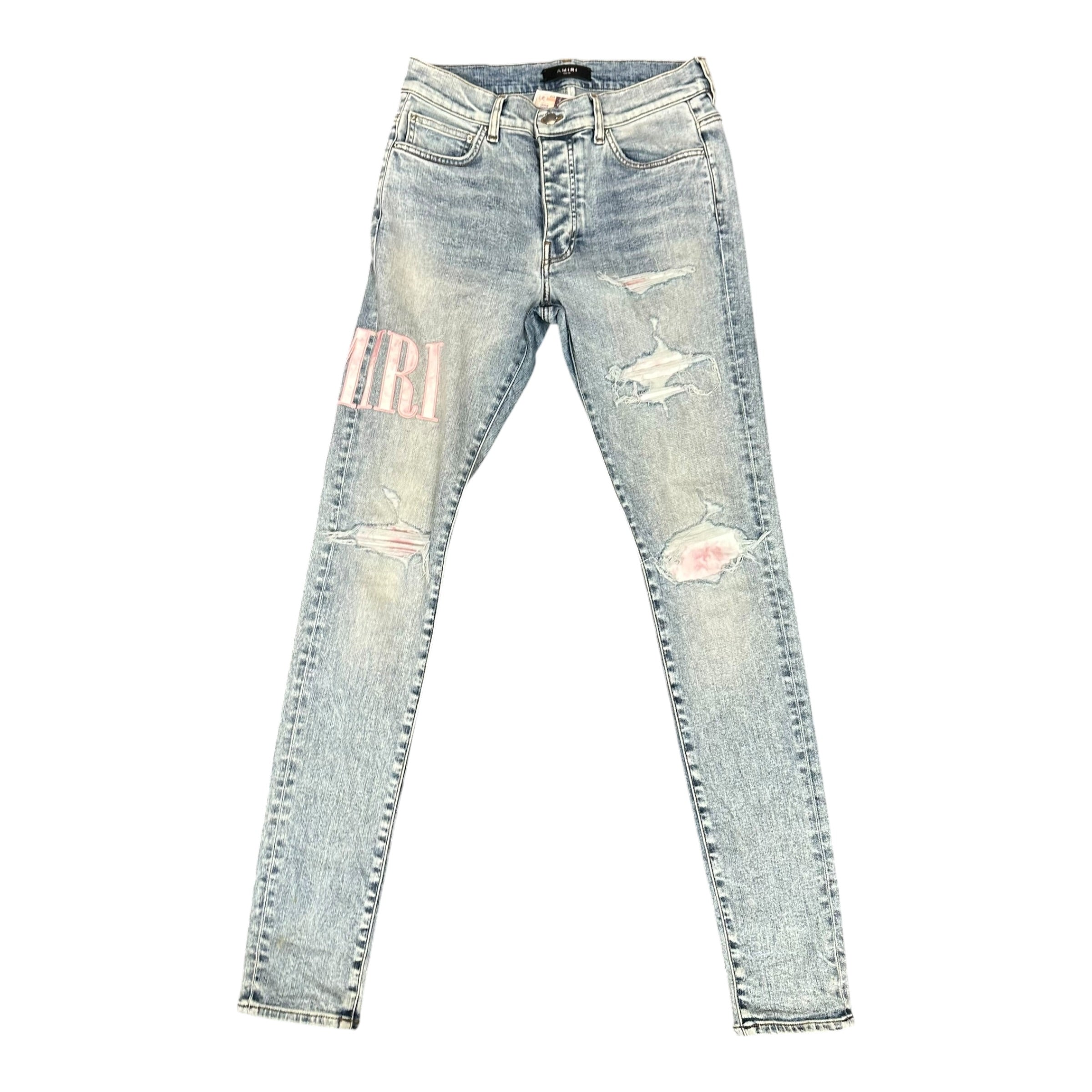 Amiri Lightwash Pink Logo Jeans