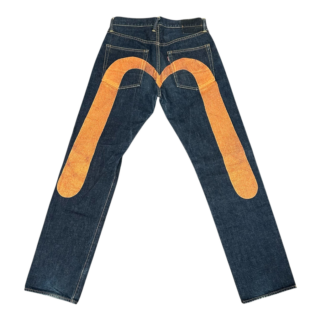 Evisu Orange Daicock Logo Jeans