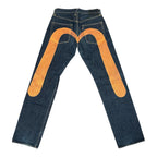 Evisu Orange Daicock Logo Jeans