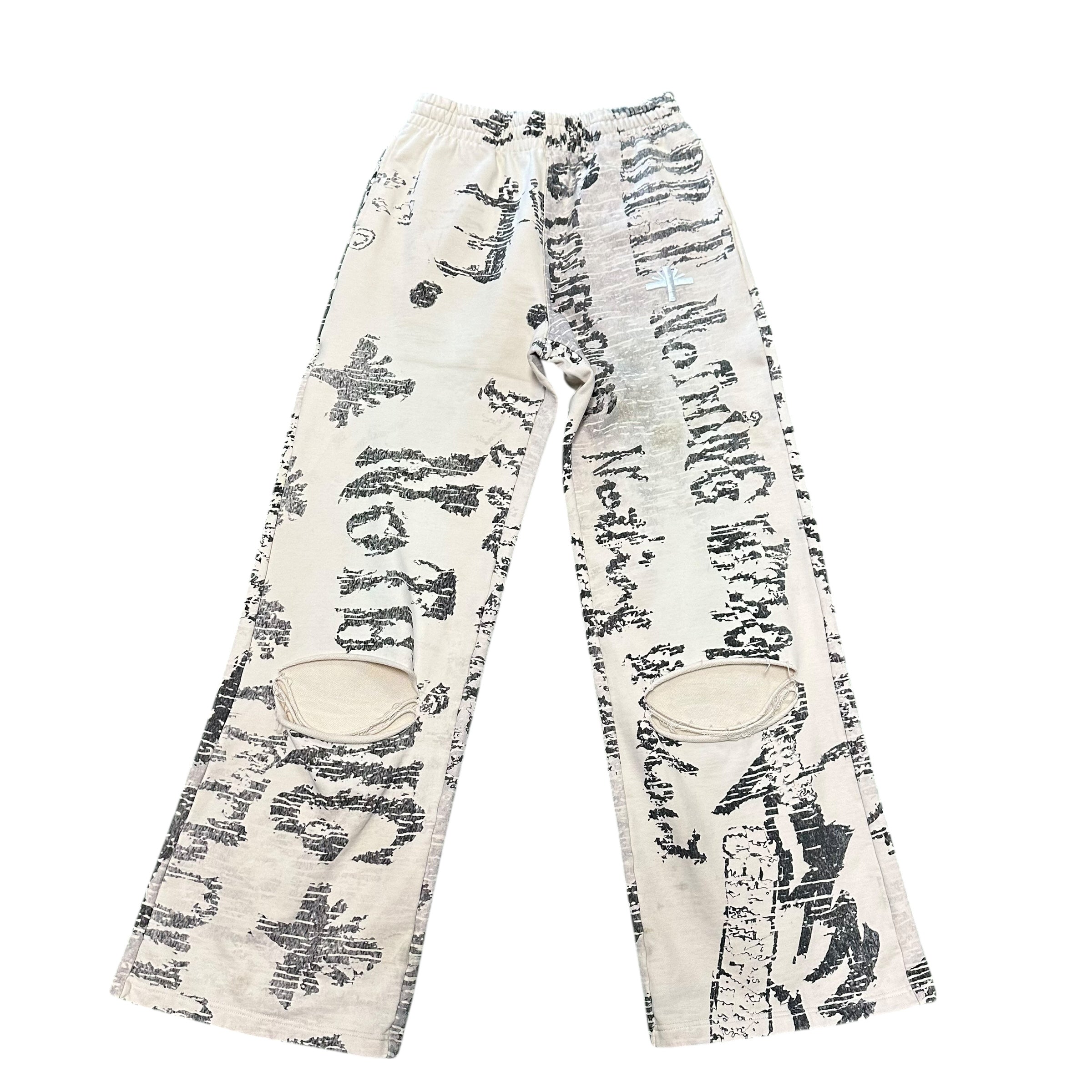 Vertabrae Ivory Graffiti Sweatpants