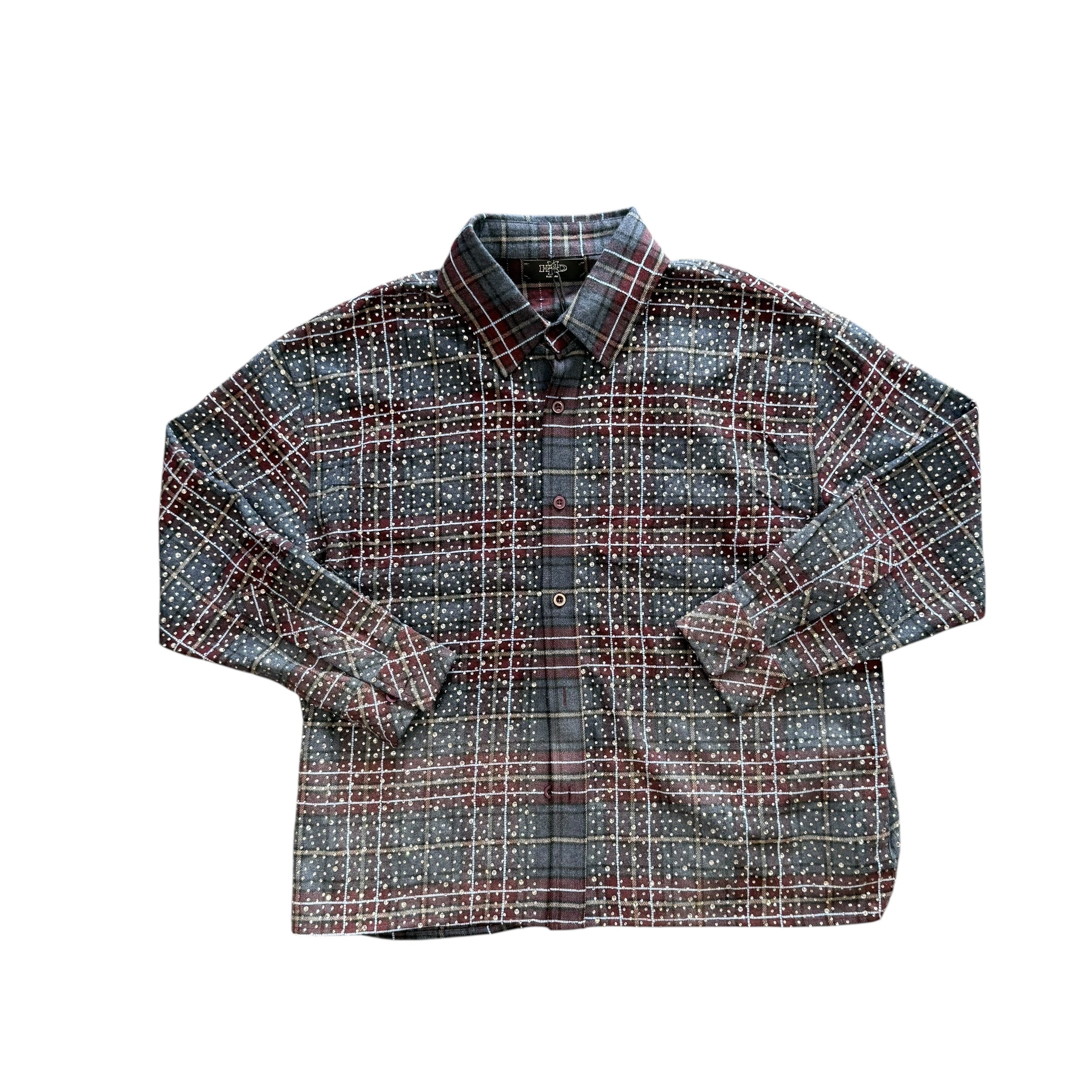 Hmdd Rhinestone Blue Plaid Flannel