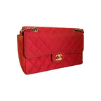 Chanel Classic Flap Medium Vintage Red Nylon Satin Bag