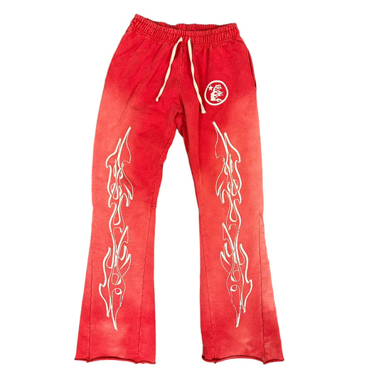 Hellstar Red Flame Flare Sweatpants