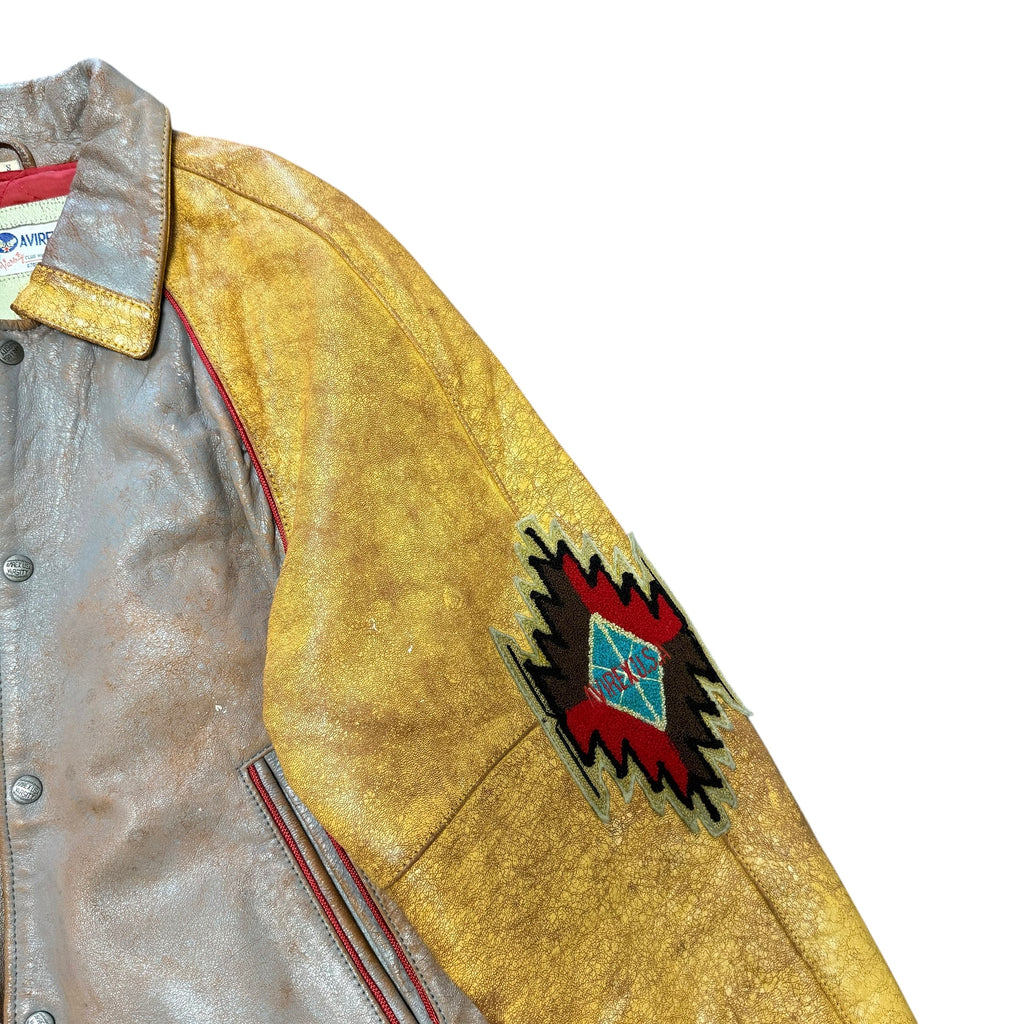 AVIREX Gold/Grey Leather Jacket