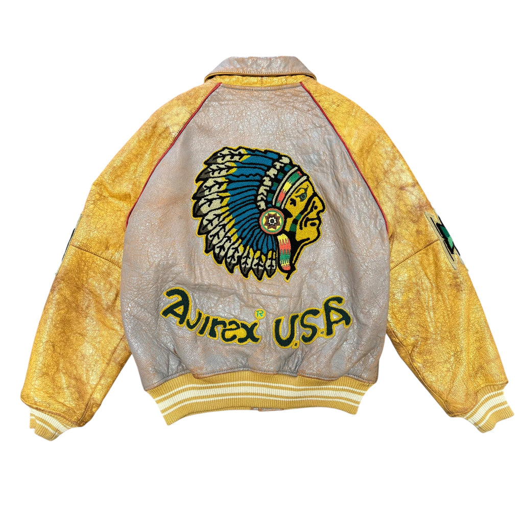 AVIREX Gold/Grey Leather Jacket