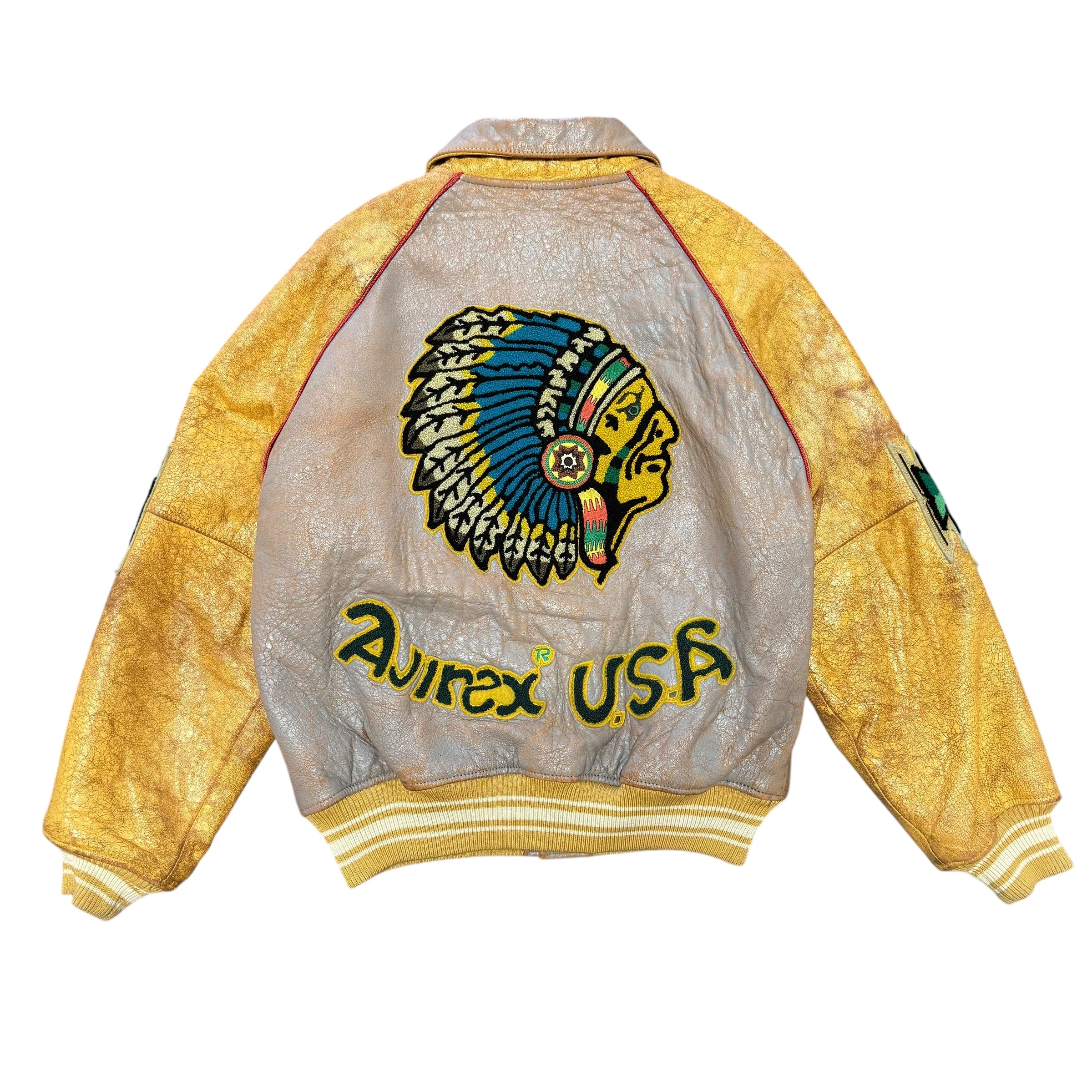 AVIREX Gold/Grey Leather Jacket