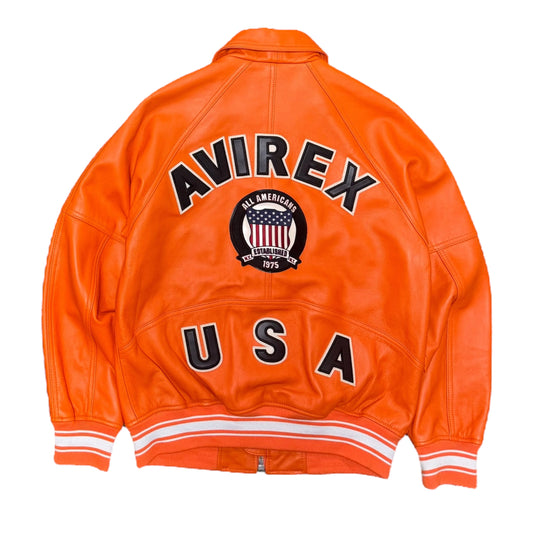 90s AVIREX Orange Leather Jacket