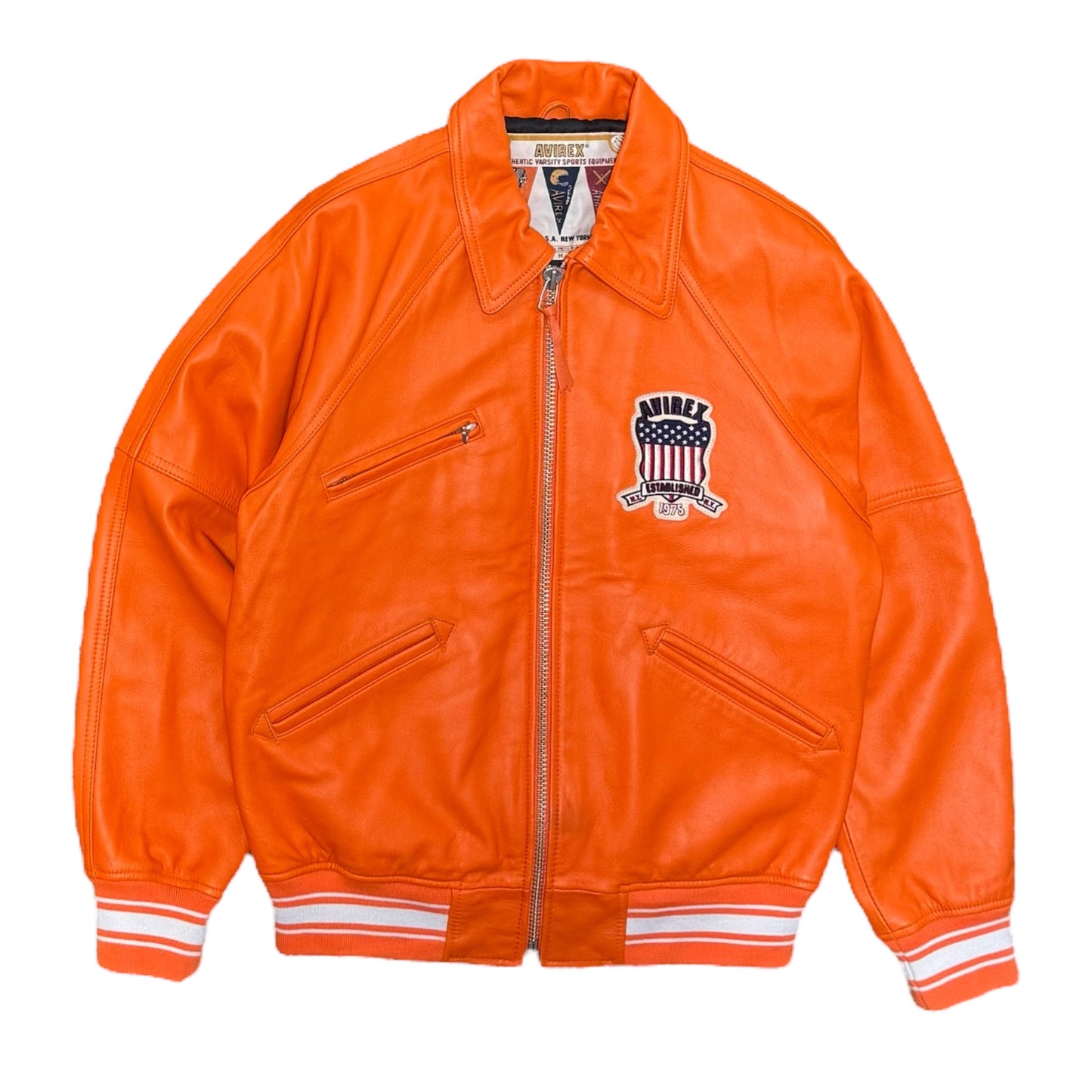 90s AVIREX Orange Leather Jacket