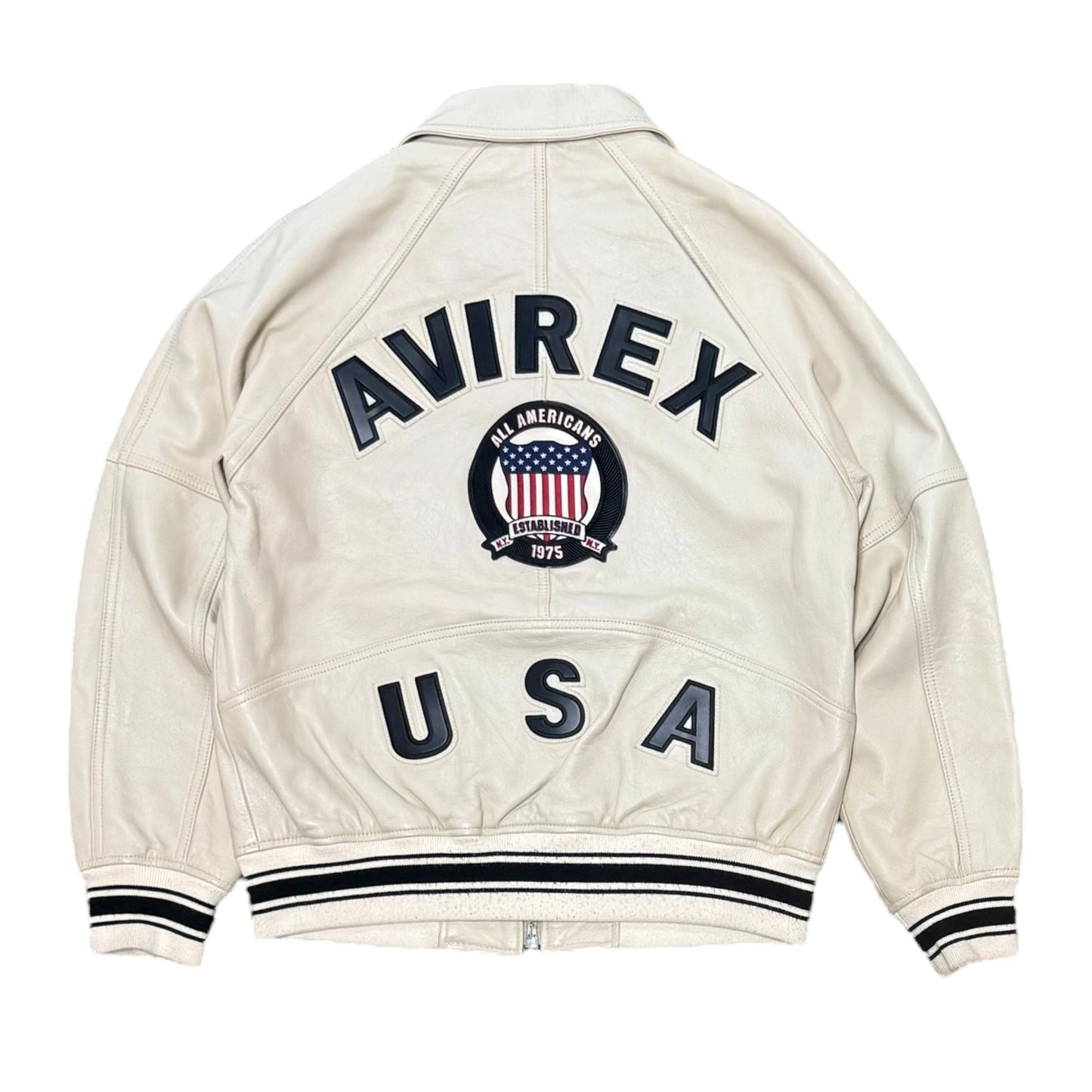90s AVIREX Cream Leather Jacket