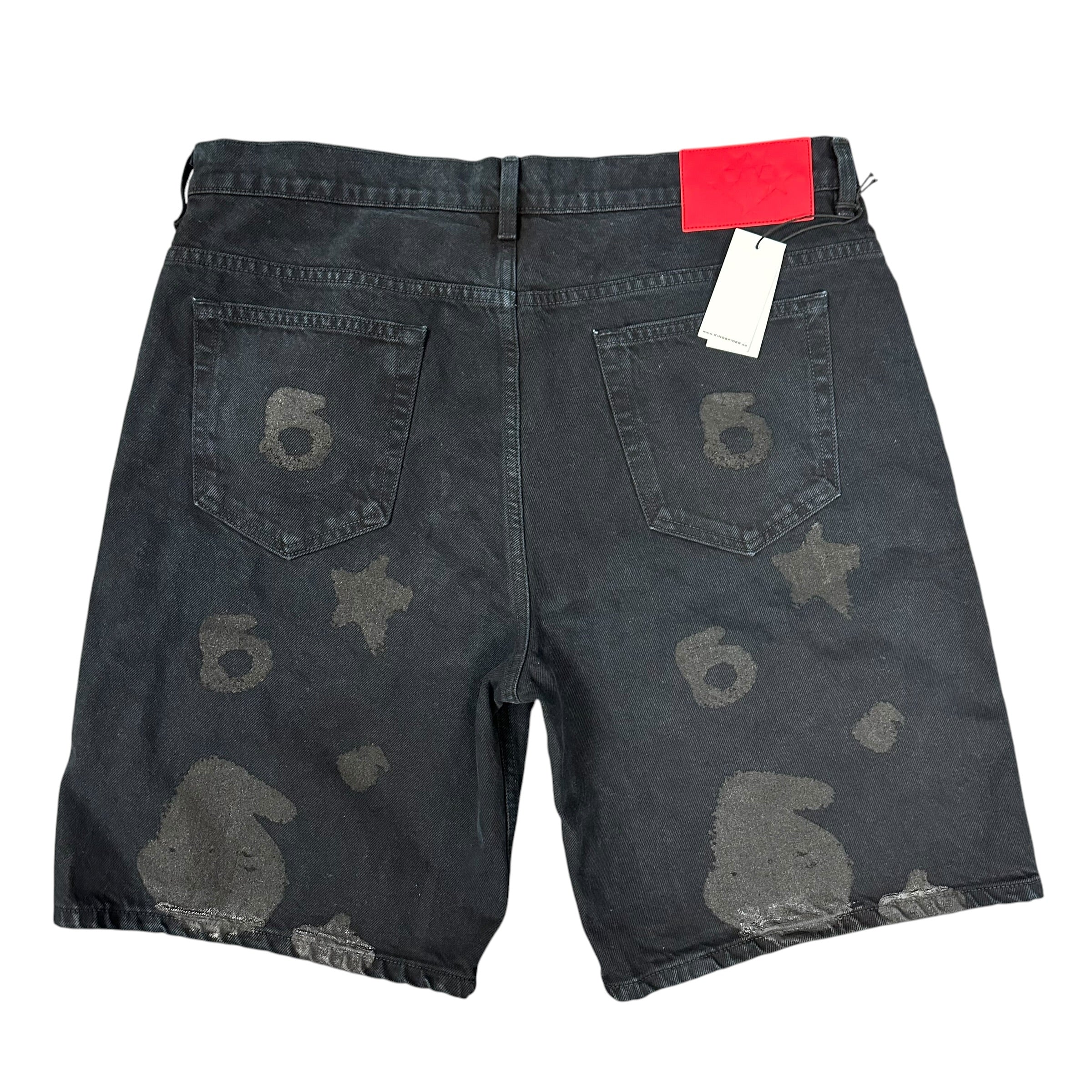 NEW Sp5der Beluga Black Denim Shorts