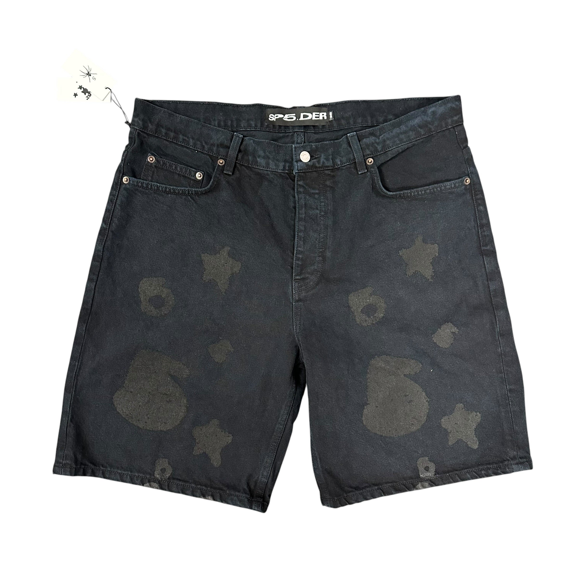 NEW Sp5der Beluga Black Denim Shorts