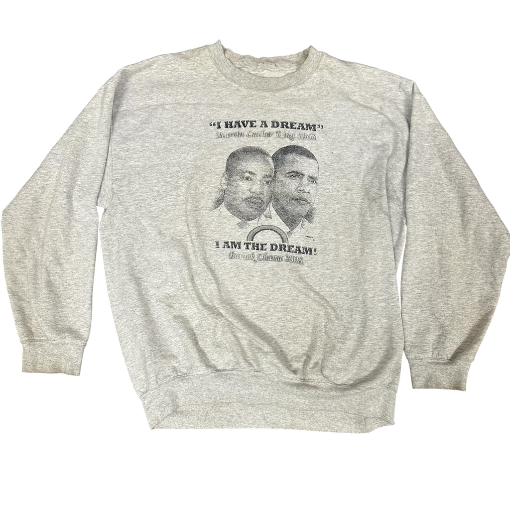 Vintage "Dream" MLK and Obama Grey Crewneck