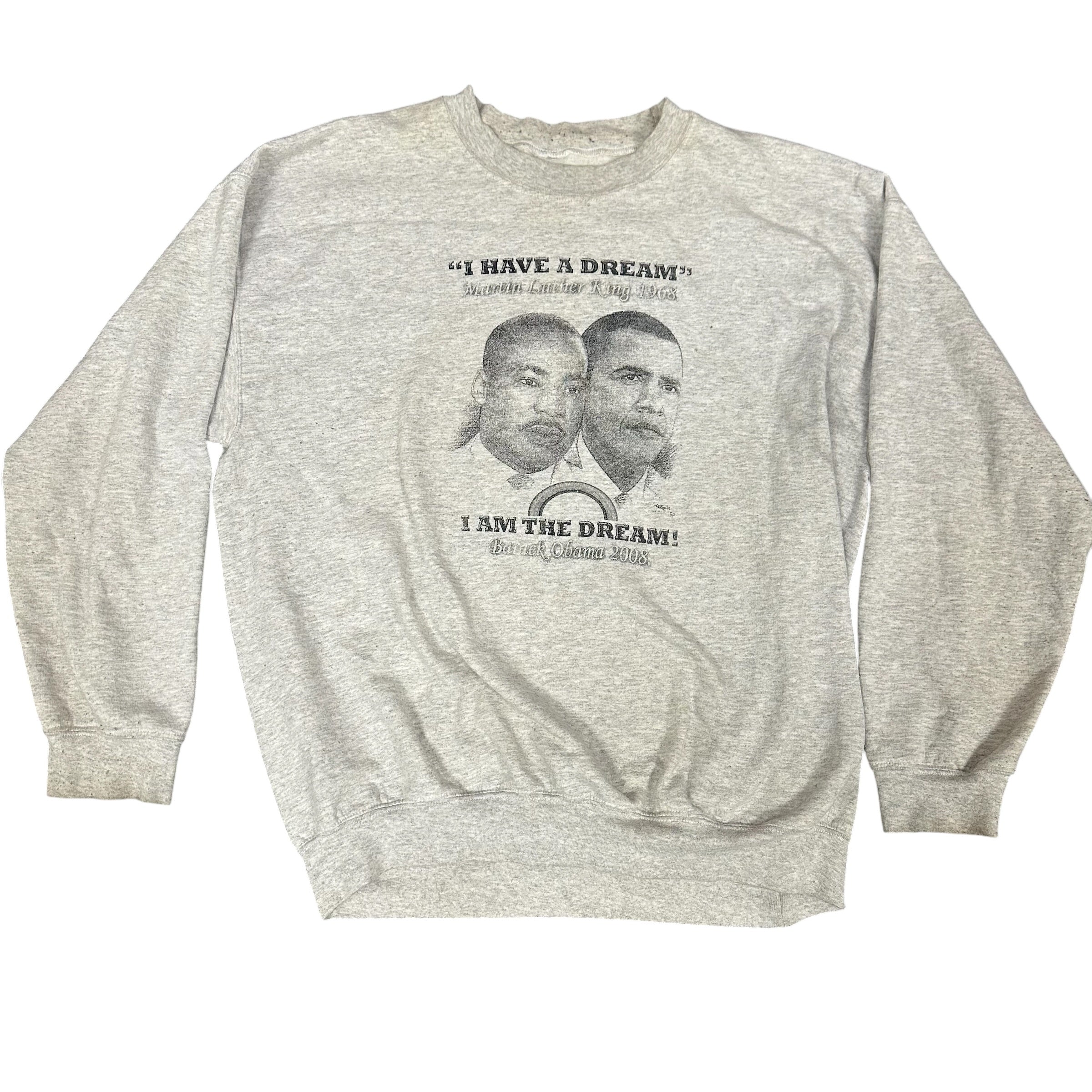 Vintage "Dream" MLK and Obama Grey Crewneck