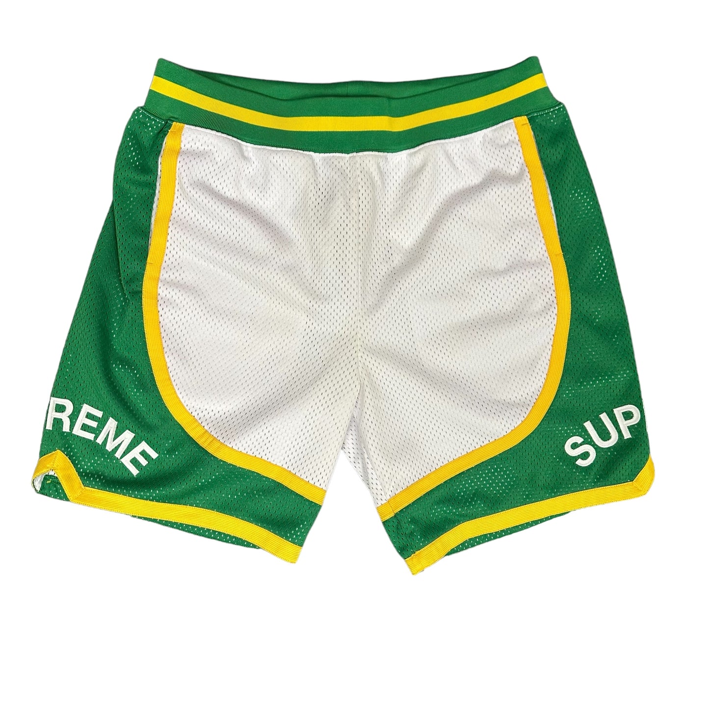 Supreme Wht/Grn/Yllw Basketball Shorts