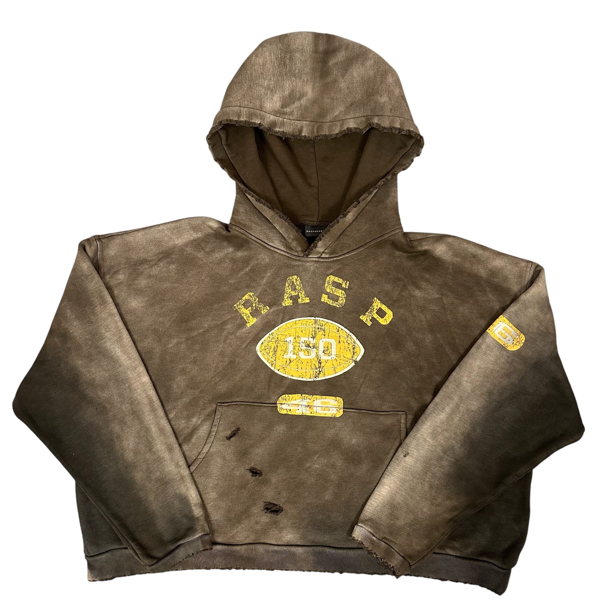 NEW GV Gallery "Raspberry Hills" Distressed Brown Football Hoodie