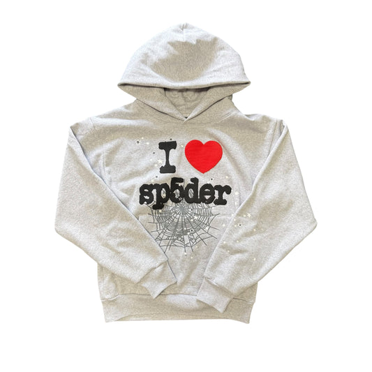 I Heart Sp5der Grey Hoodie